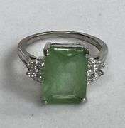 Sterling Silver 4.18ct Russian Emerald Estate Ring