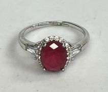 Sterling Silver Round Cut Ruby Dinner Ring