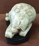 Chinese  6.7lbs Solid Jade Hand Carved Foo Dog w/ Stand
