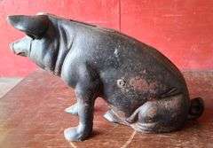 Vintage Chicago Stockyards Cast Iron Piggy Bank
