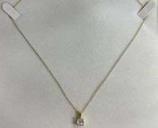 Sterling Silver 2ct Round Cut White Sapphire Necklace, 18in Chain