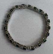 Sterling Silver 24ct Emerald Bracelet, 8in
