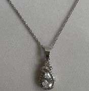 Sterling Silver White Sapphire Necklace, 18in Chain