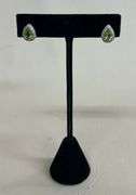 Sterling Silver Pear Cut Peridot Dinner Earrings
