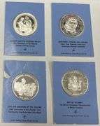 (4) Franklin Mint Solid Sterling Silver Proof Coins, 25 Grams Each, 100 Grams Total