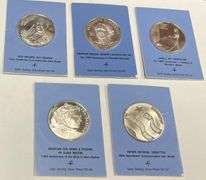 (5) Franklin Mint Solid Sterling Silver Proof Coins, 25 Grams Each, 125 Grams Total
