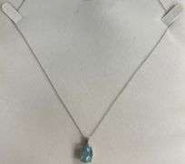 Sterling Silver 3ct Swiss Blue Topaz Solitaire Necklace, 18in Chain