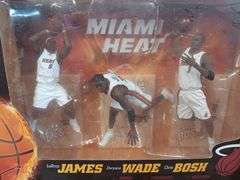 McFarland Toys NBA Mami Heat 3-Pack Action Figures of LeBron James, Dwyane Wade & Chris Bosh, In Original Package w/ NBA Hologram