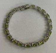 Sterling Silver 27.55ct Peridot Bracelet, 7.5in