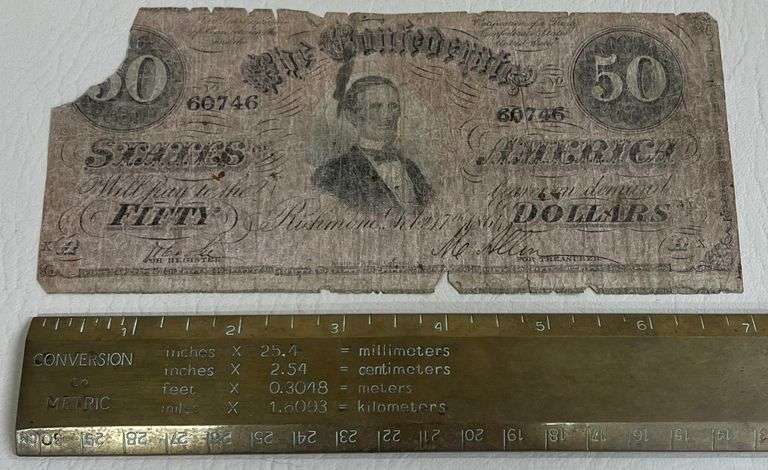 1861 Confederate States Of America $50 Note