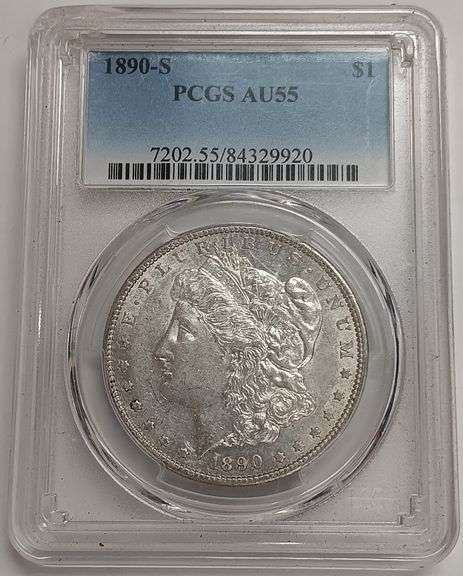 1890-S Morgan Silver Dollar, PCGS AU55