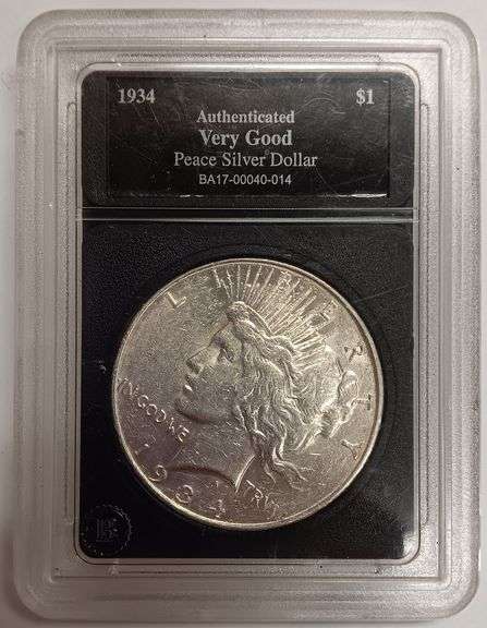 1934-P Peace Silver Dollar, Very Good Condition