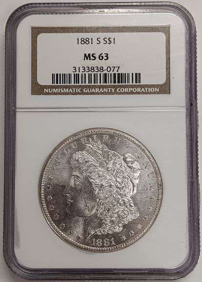 1881-S Morgan Silver Dollar, NGC MS63