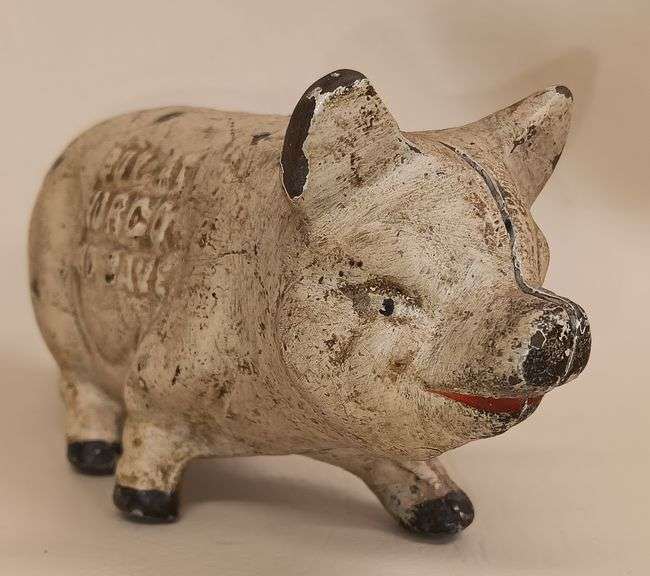Vintage Norco Foundry Cast Iron Piggy Bank, 6"Lx3"T