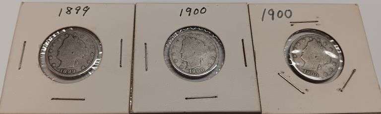 3) Liberty Nickels, 1899-P, 1900-P & 1900-P, 3 times the money