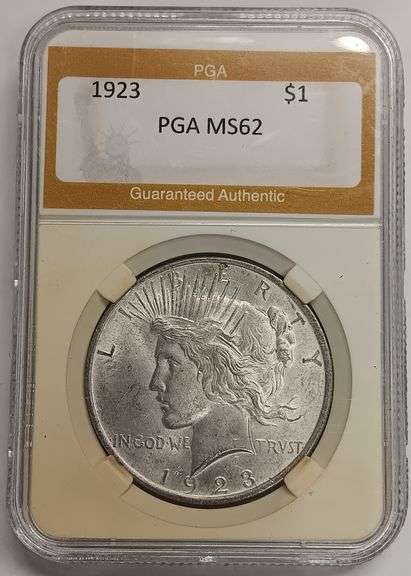 1923-P Peace Silver Dollar, PGA MS62