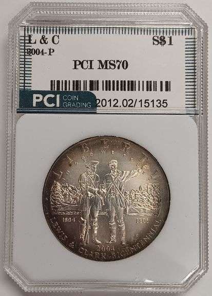 2004-P Lewis & Clark Bicentennial Commemorative Silver Dollar, PCI MS70