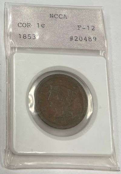 1853-P Coronet Large Cent, NCAA F-12