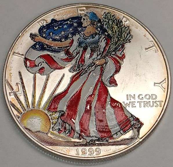 1999 Colorized USA Silver Eagle 1oz Fine Silver Dollar