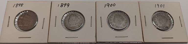 4) Liberty Nickels, 1898-P, 1899-P, 1900-P & 1901-P, 4 times the money