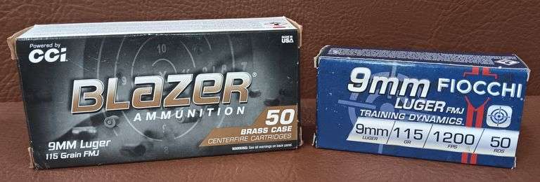 2) 50rd Boxes of 9mm Luger Ammo, Fiocchi & CCI Blazer, 2 times the money