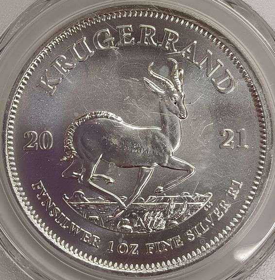 2021 South African 1oz Fine Silver Krugerrand, PCGS MS70