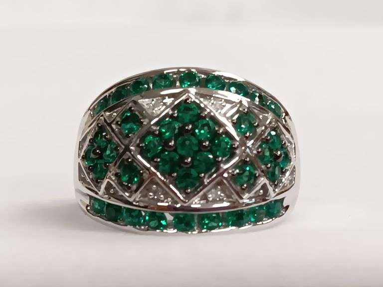 Sterling Silver Emerald Dinner Ring