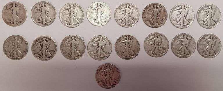 (17) Walking Liberty Half Dollars, 17 times the money