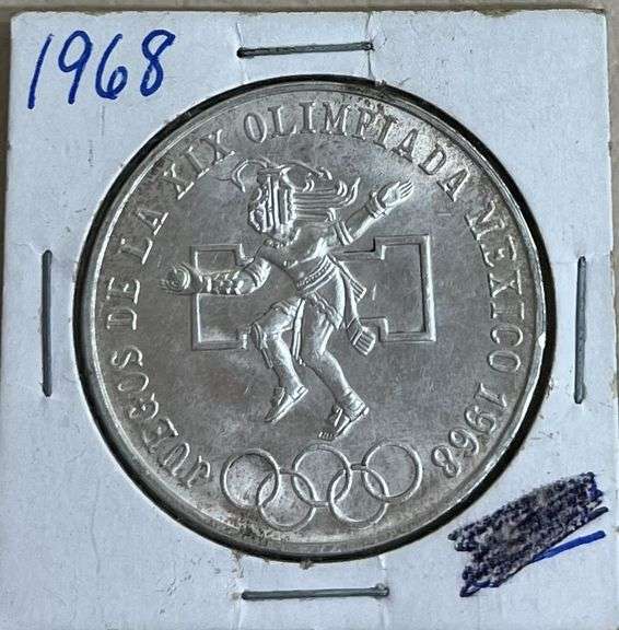 1968 Mexican XIX Olympic Game Silver 25 Pesos Coin, .72 Silver Content