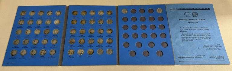 Whitman Folder of Roosevelt Dimes Starting at 1946, 52 Coins Total