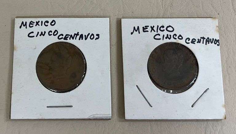 2) Mexican 5 Centavos Coins, 1943 & 1953