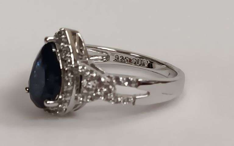 Sterling Silver Pear Cut Sapphire Dinner Ring