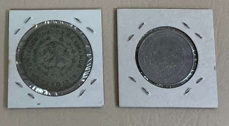 2) Mexican 1 Pesos, 1962 & 1971
