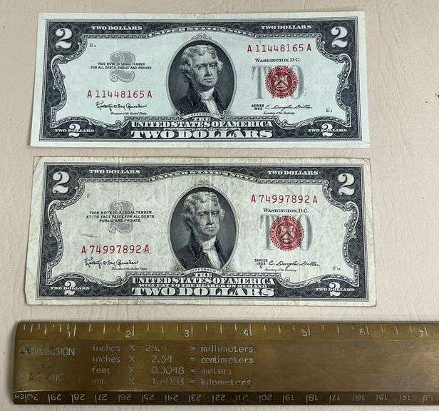 (2) Two Dollar Bills 1953 & 1963