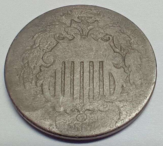 1867-P Shield Nickle w/o Rays