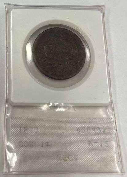 1855-P Coronet Large Cent, NCAA F-12