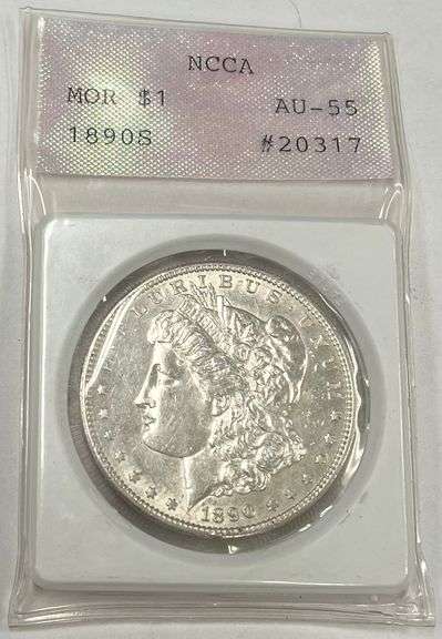 1890-S Morgan Silver Dollar, NCAA AU-55