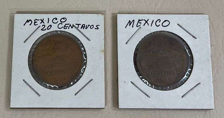 2) Mexican 20 Centavos, 1944 & 1965