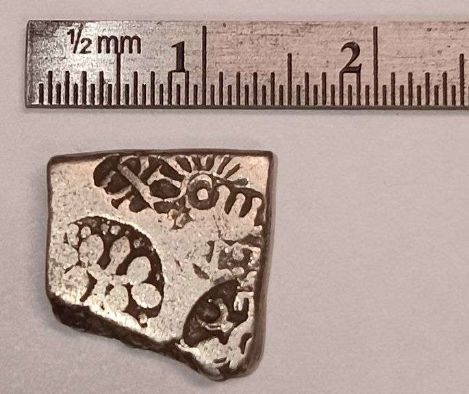 600 B.C. Karshapana Rare Silver Indian Coin, Punch Melted