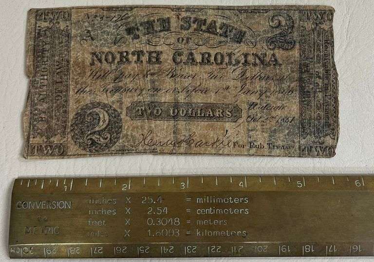 1861 State Of North Carolina $2 Confederate Note