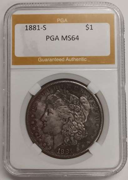 1881-S Morgan Silver Dollar, PGA MS64