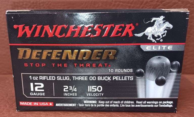 10rds of Winchester Defender 12g Slug/Buckshot Combo Shotgun Shells
