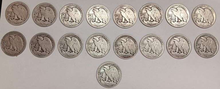(17) Walking Liberty Half Dollars, 17 times the money