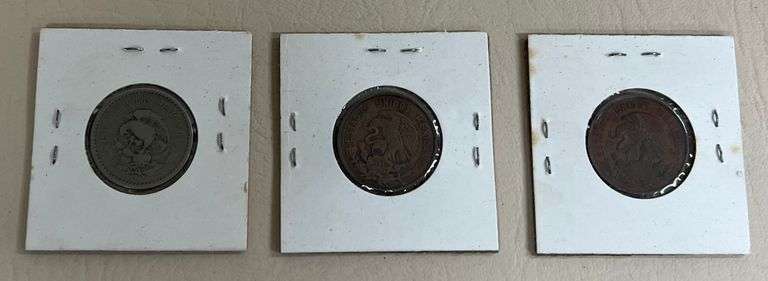 3) Mexican 10 Centavos Coins, 1946, 1957 &1967