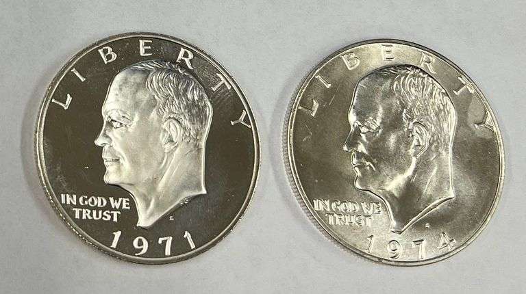 2) Eisenhower Dollars 1971-S & 1974-S, 2 times the money