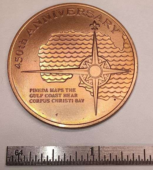 1519-1969 Discovery Of Corpus Christi TX 450th Anniversary Bronze Token