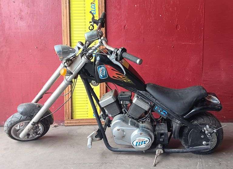 Mini Chopper Motorcycle, Two Cycle Engine, Has Compression