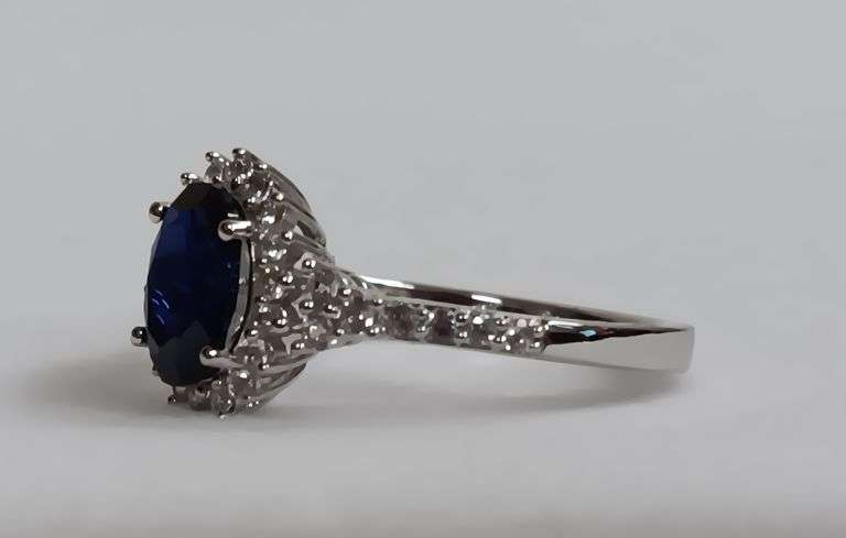 Sterling Silver Blue & White Sapphire Ring