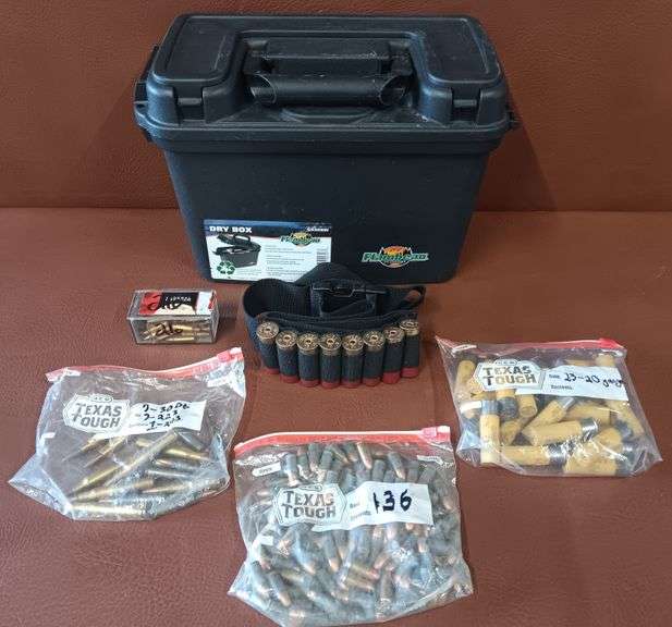 Flambeau Dry Box w/ Misc. Ammo & Shotgun Shell Ammo Belt