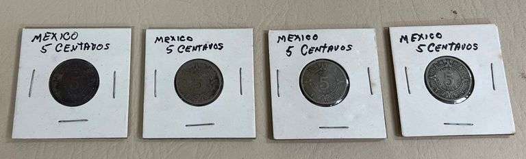 4) Mexican 5 Centavos Coins, (3) 1936 &1937